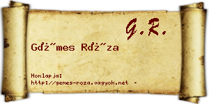 Gémes Róza névjegykártya